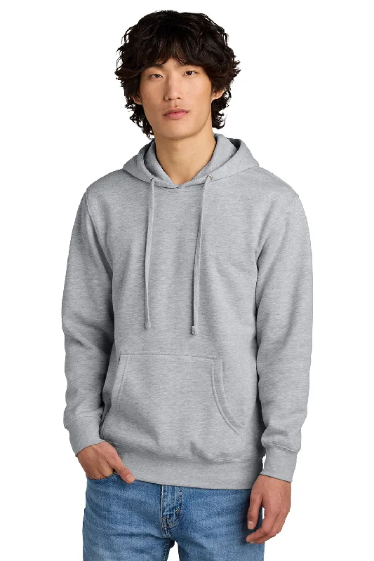 hoodies for men with pockets -District Mens Very Important Fleece Hooded Sweatshirt Hoodie w/ Pouch Pocket - Heather Light Grey