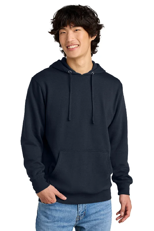 cotton hoodies for men -District Mens Very Important Fleece Hooded Sweatshirt Hoodie w/ Pouch Pocket - New Navy Blue