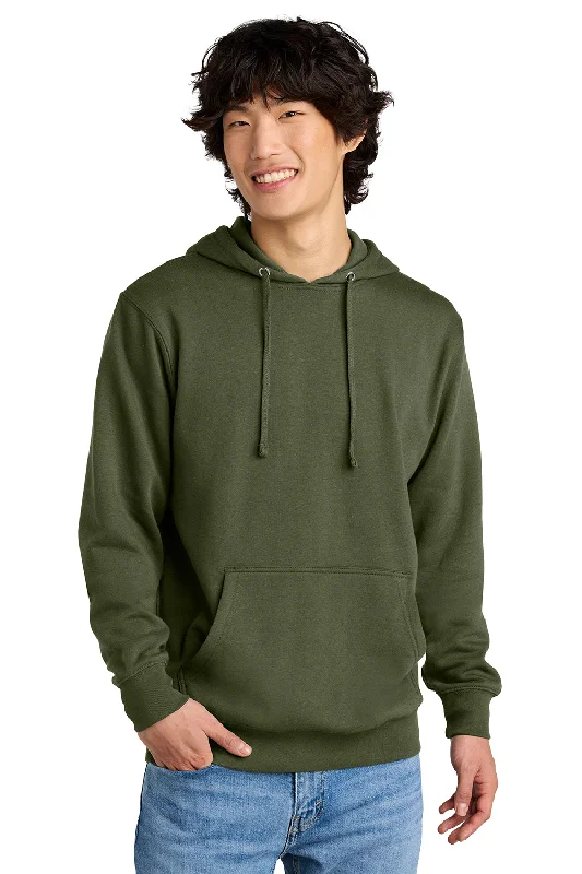 plain hoodies for men -District Mens Very Important Fleece Hooded Sweatshirt Hoodie w/ Pouch Pocket - Olive Green