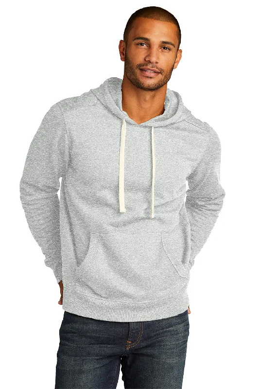 casual pullover sweatshirts -District Mens Re-Fleece Hooded Sweatshirt Hoodie w/ Pouch Pocket - Ash Grey