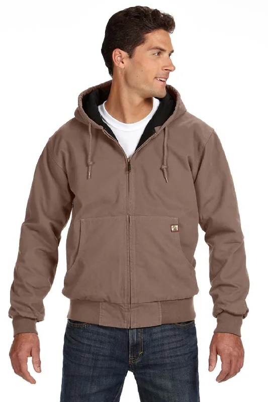 sleek sweatshirts for men -Dri Duck Mens Cheyenne Full Zip Hooded Sweatshirt Hoodie w/ Pockets - Khaki