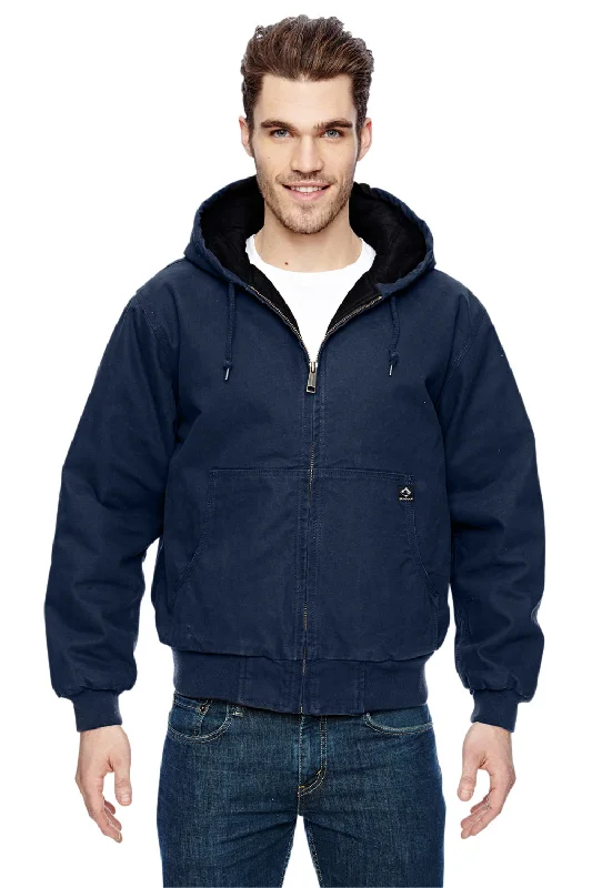 light hoodies for men -Dri Duck Mens Cheyenne Full Zip Hooded Sweatshirt Hoodie w/ Pockets - Navy Blue