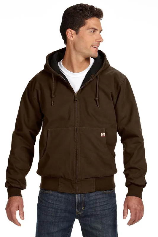 winter-ready sweatshirts for men -Dri Duck Mens Cheyenne Full Zip Hooded Sweatshirt Hoodie w/ Pockets - Tobacco Brown