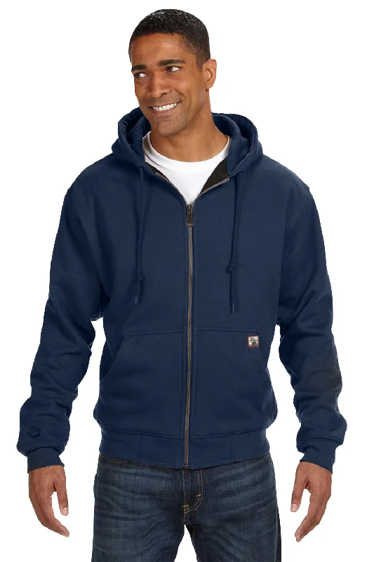 graphic sweatshirts for men -Dri Duck Mens Crossfire PowerFleece Full Zip Hooded Sweatshirt Hoodie w/ Pockets - Navy Blue