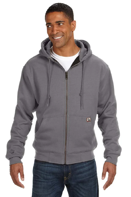 men's hoodies for layering -Dri Duck Mens Crossfire PowerFleece Full Zip Hooded Sweatshirt Hoodie w/ Pockets - Dark Oxford Grey