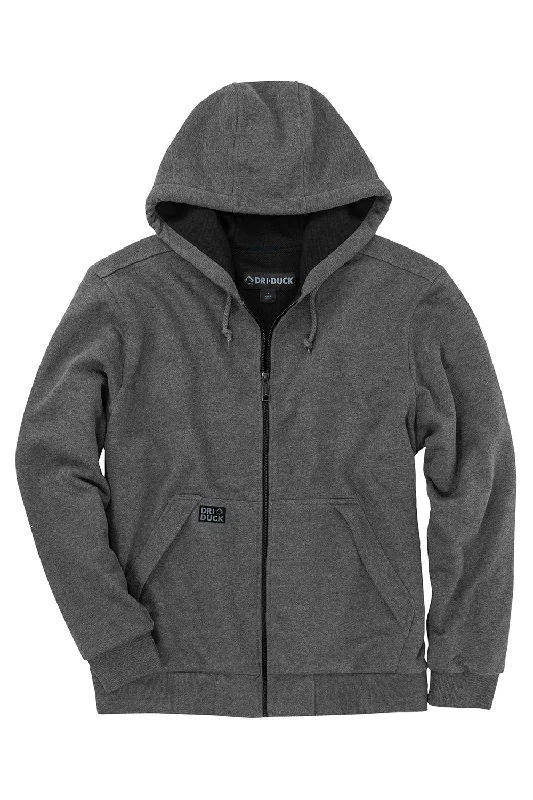 everyday hoodies for men -Dri Duck Mens Mission Fleece Water Resistant Full Zip Hooded Sweatshirt Hoodie w/ Pockets - Dark Oxford Grey