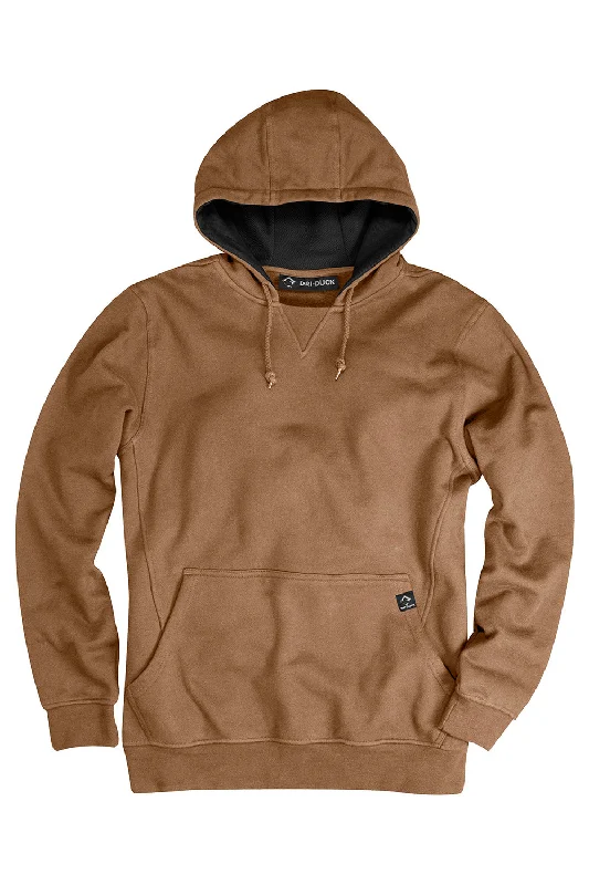 men's outdoor sweatshirts -Dri Duck Mens Woodland Fleece Hooded Sweatshirt Hoodie w/ Pouch Pocket - Saddle Brown