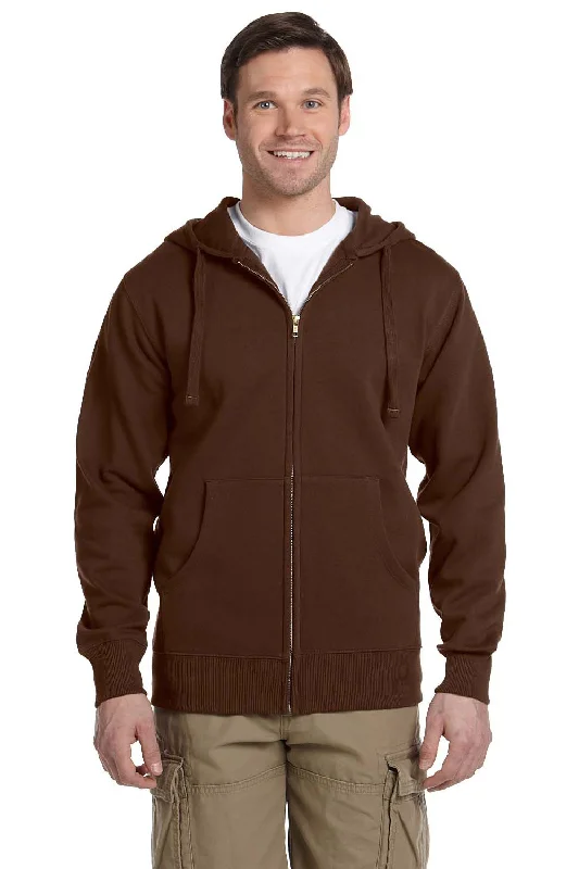 men's heavy-duty hoodies -Econscious Mens Full Zip Hooded Sweatshirt Hoodie w/ Pockets - Earth Brown