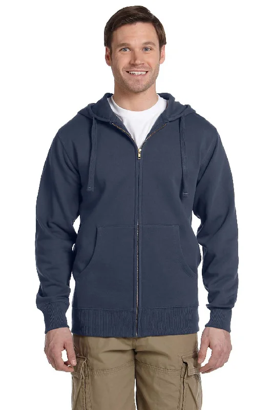 cool sweatshirts for men -Econscious Mens Full Zip Hooded Sweatshirt Hoodie w/ Pockets - Pacific Blue