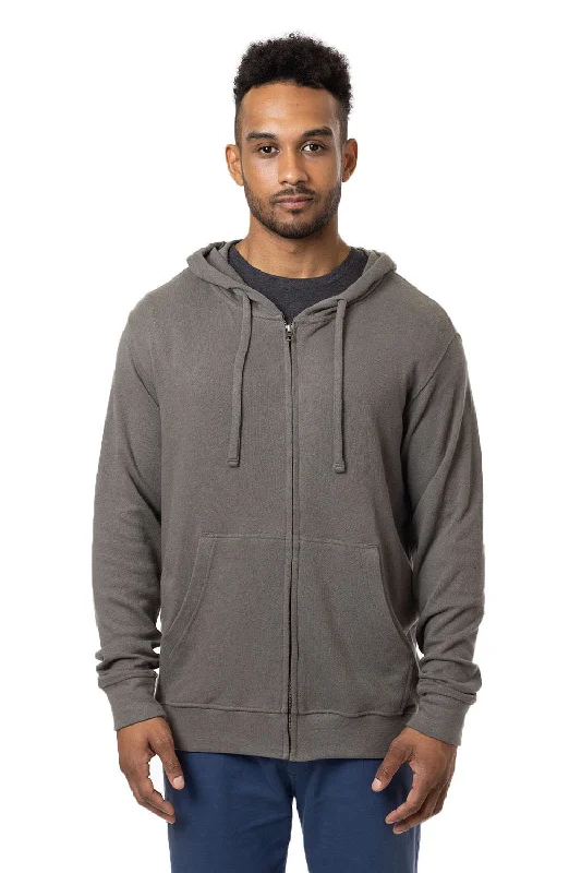 men's hoodies for fall -Econscious Mens Hemp Hero Full Zip Hooded Sweatshirt Hoodie w/ Pockets - Stonework Grey