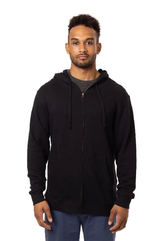 performance sweatshirts for men -Econscious Mens Hemp Hero Full Zip Hooded Sweatshirt Hoodie w/ Pockets - Washed Black