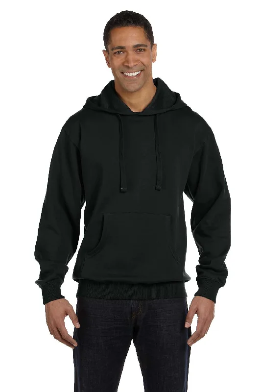 workout hoodies for men -Econscious Mens Hooded Sweatshirt Hoodie w/ Pouch Pocket - Black