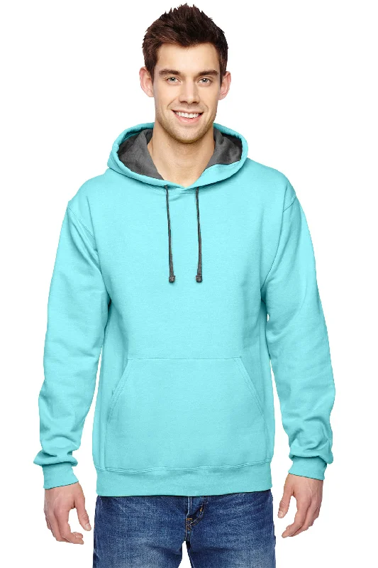 trendy hoodies for men -Fruit Of The Loom Mens Softspun Hooded Sweatshirt Hoodie w/ Pouch Pocket - Scuba Blue