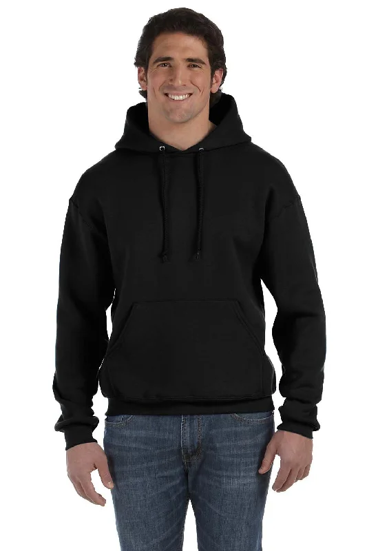 hoodies for men with pockets -Fruit Of The Loom Mens Supercotton Fleece Hooded Sweatshirt Hoodie w/ Pouch Pocket - Black