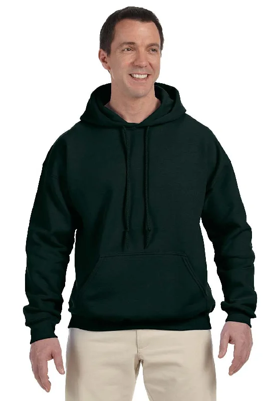 men's hoodies with logo -Gildan Mens DryBlend Moisture Wicking Hooded Sweatshirt Hoodie w/ Pouch Pocket - Forest Green