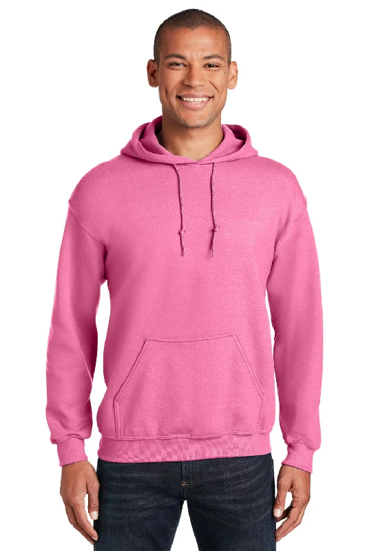 fashion sweatshirts for men -Gildan Mens Pill Resistant Hooded Sweatshirt Hoodie w/ Pouch Pocket - Azalea Pink