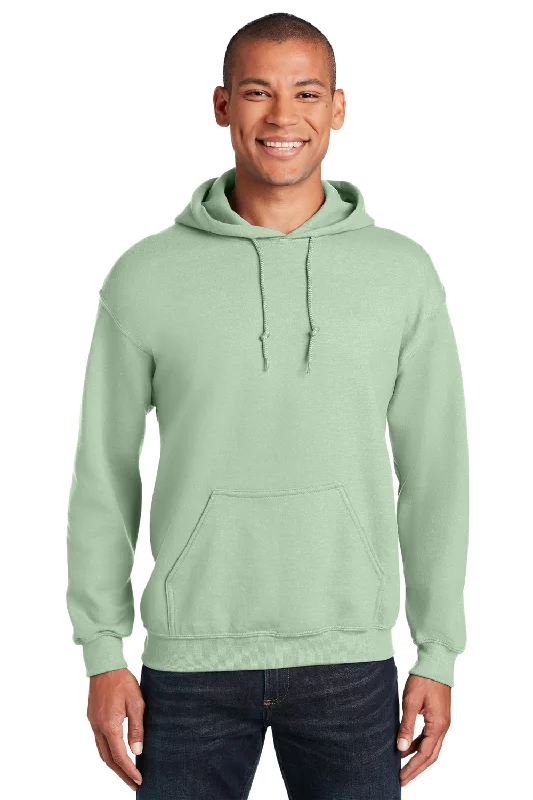 men's fleece-lined sweatshirts -Gildan Mens Pill Resistant Hooded Sweatshirt Hoodie w/ Pouch Pocket - Mint Green