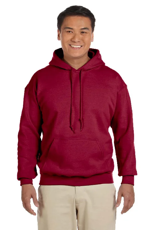 cozy sweatshirts for men -Gildan Mens Pill Resistant Hooded Sweatshirt Hoodie w/ Pouch Pocket - Cardinal Red