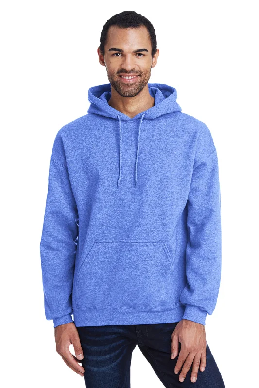 men's urban hoodies -Gildan Mens Pill Resistant Hooded Sweatshirt Hoodie w/ Pouch Pocket - Heather Royal Blue