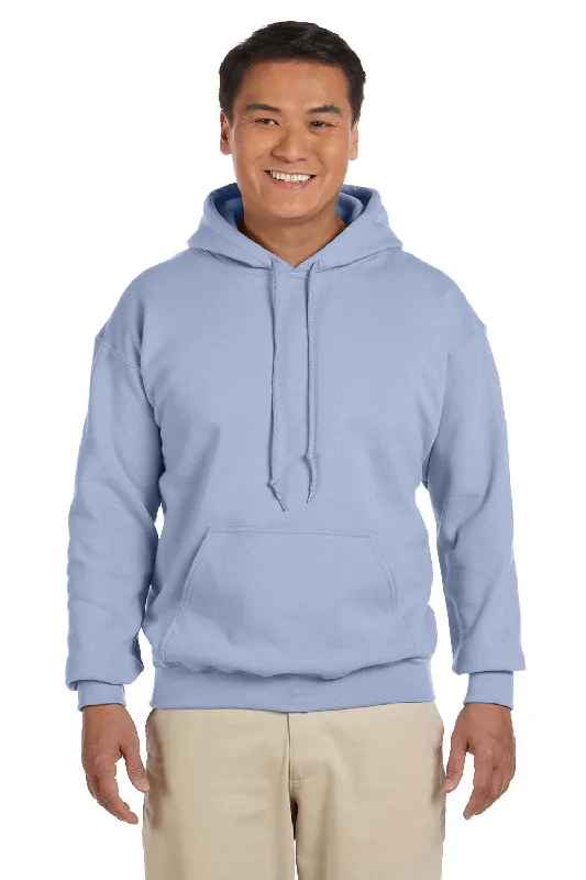 men's hoodies for casual wear -Gildan Mens Pill Resistant Hooded Sweatshirt Hoodie w/ Pouch Pocket - Light Blue