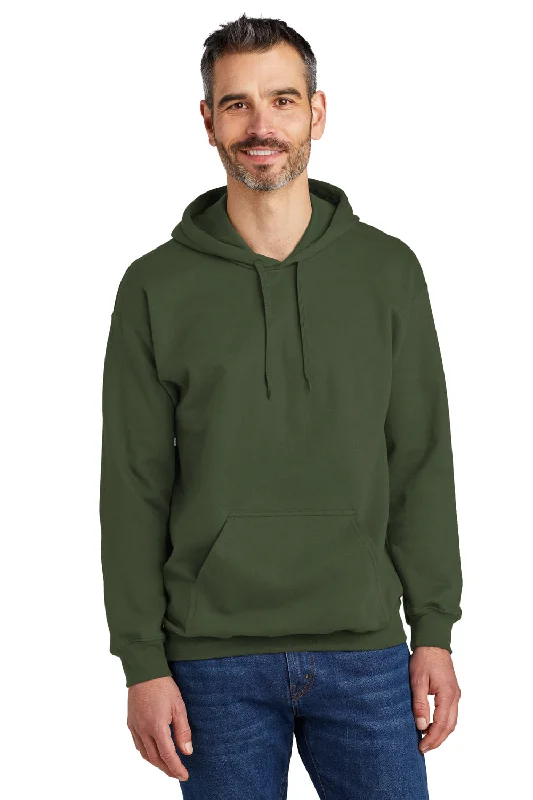 comfortable hoodies for men -Gildan Mens Softstyle Hooded Sweatshirt Hoodie w/ Pouch Pocket - Military Green