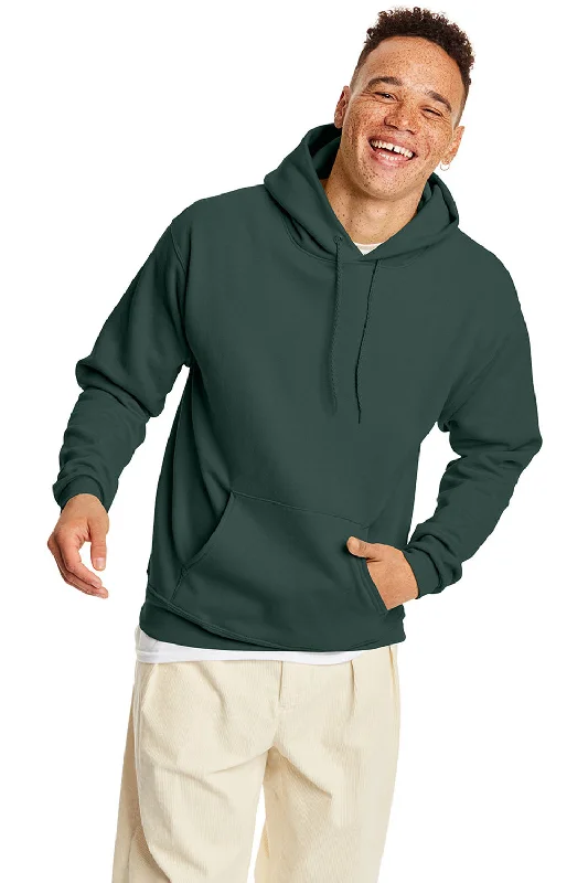 custom hoodies for men -Hanes Mens EcoSmart Print Pro XP Pill Resistant Hooded Sweatshirt Hoodie w/ Pouch Pocket - Athletic Dark Green