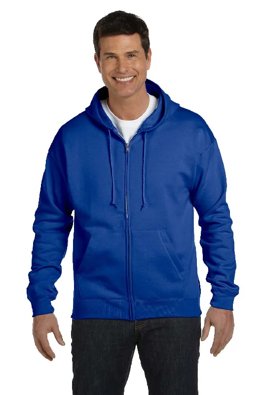 men's graphic sweatshirts -Hanes Mens EcoSmart Print Pro XP Pill Resistant Full Zip Hooded Sweatshirt Hoodie w/ Pockets - Deep Royal Blue