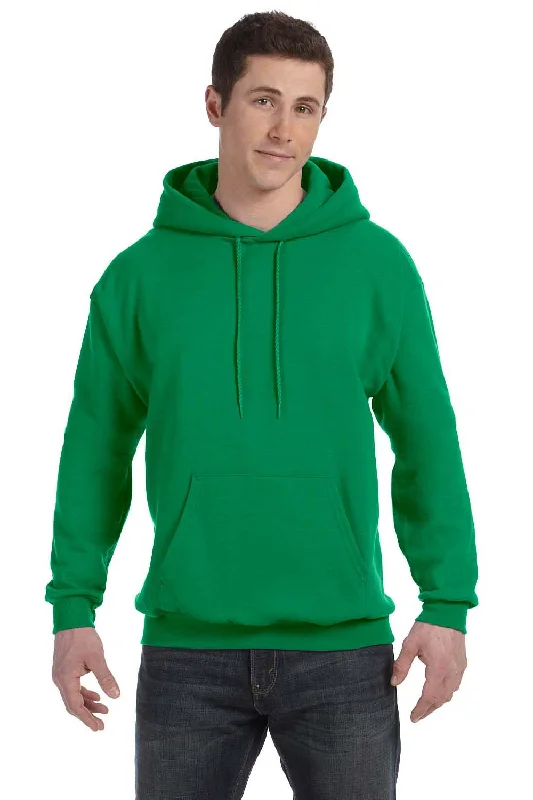 men's sweatshirts with designs -Hanes Mens EcoSmart Print Pro XP Pill Resistant Hooded Sweatshirt Hoodie w/ Pouch Pocket - Kelly Green