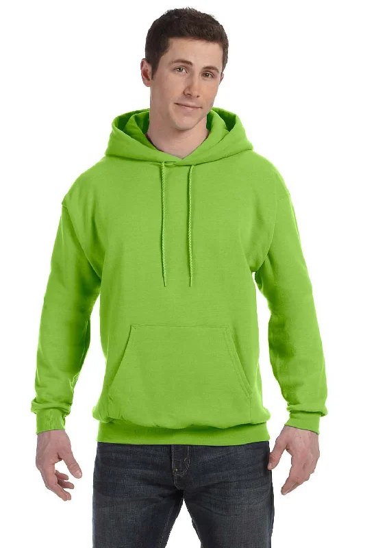 cotton hoodies for men -Hanes Mens EcoSmart Print Pro XP Pill Resistant Hooded Sweatshirt Hoodie w/ Pouch Pocket - Lime Green