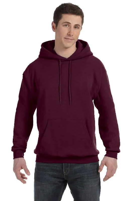 oversized hoodies for men -Hanes Mens EcoSmart Print Pro XP Pill Resistant Hooded Sweatshirt Hoodie w/ Pouch Pocket - Maroon