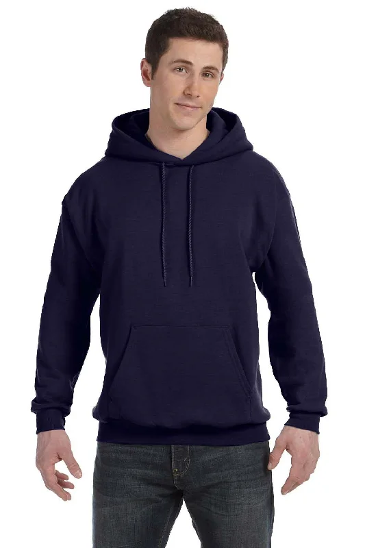 casual hoodies for men -Hanes Mens EcoSmart Print Pro XP Pill Resistant Hooded Sweatshirt Hoodie w/ Pouch Pocket - Navy Blue