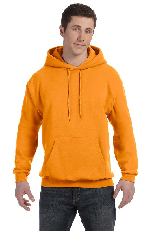 men's fashion hoodies -Hanes Mens EcoSmart Print Pro XP Pill Resistant Hooded Sweatshirt Hoodie w/ Pouch Pocket - Safety Orange