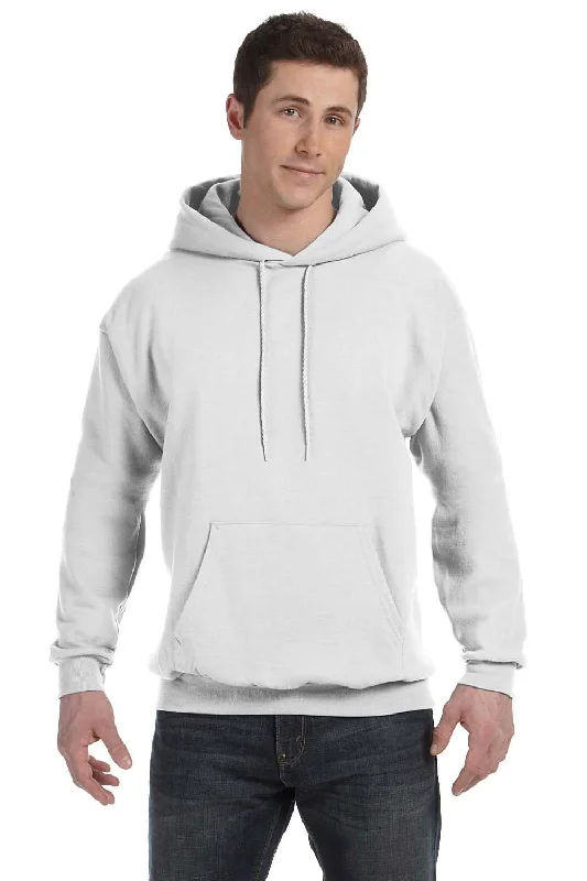 fashionable men's sweatshirts -Hanes Mens EcoSmart Print Pro XP Pill Resistant Hooded Sweatshirt Hoodie w/ Pouch Pocket - White