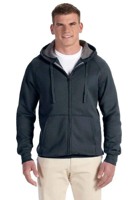 men's fleece sweatshirts -Hanes Mens Nano Fleece Full Zip Hooded Sweatshirt Hoodie w/ Pockets - Vintage Black - Closeout