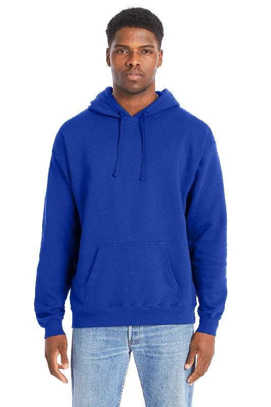 men's sweatshirts with designs -Hanes Mens Perfect Sweats Hooded Sweatshirt Hoodie w/ Pouch Pocket - Deep Royal Blue