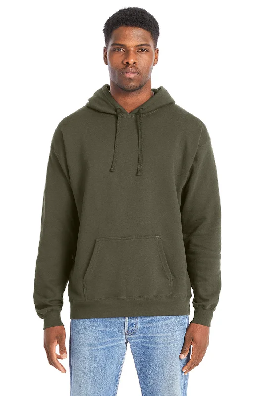 stylish sweatshirts for men -Hanes Mens Perfect Sweats Hooded Sweatshirt Hoodie w/ Pouch Pocket - Fatigue Green