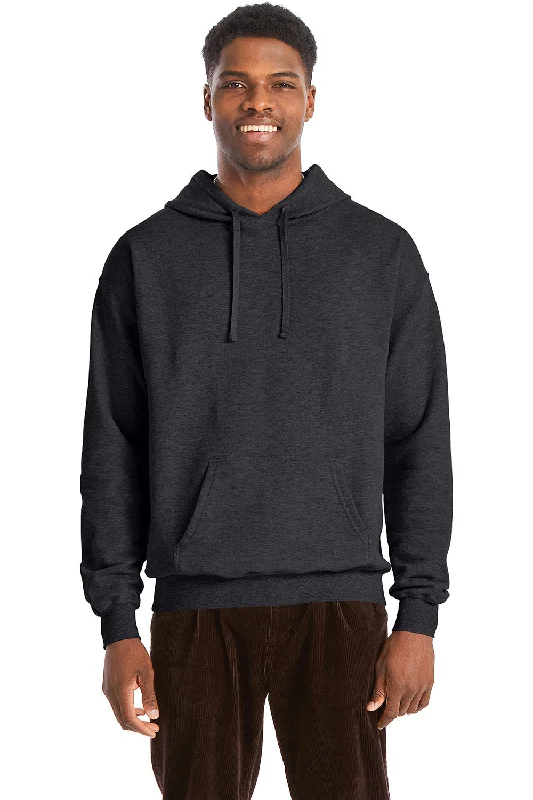 hoodie jackets for men -Hanes Mens Perfect Sweats Hooded Sweatshirt Hoodie w/ Pouch Pocket - Heather Charcoal Grey