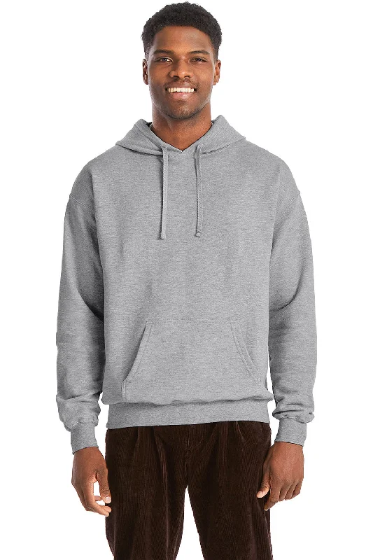 men's comfortable sweatshirts -Hanes Mens Perfect Sweats Hooded Sweatshirt Hoodie w/ Pouch Pocket - Light Steel Grey