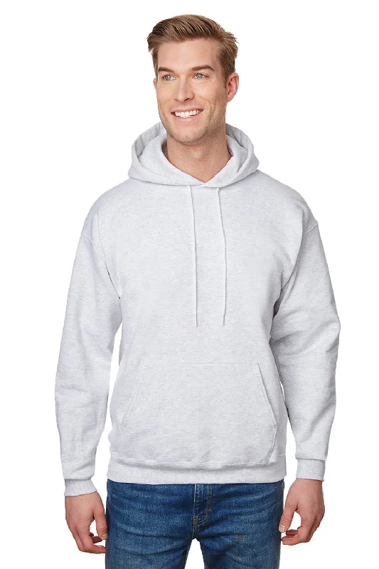 cotton hoodies for men -Hanes Mens Ultimate Cotton PrintPro XP Pill Resistant Hooded Sweatshirt Hoodie w/ Pouch Pocket - Ash Grey