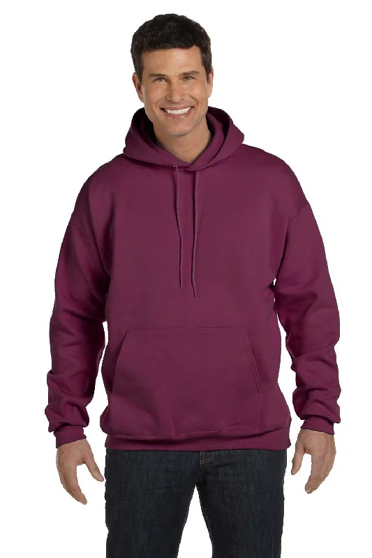 high-quality sweatshirts for men -Hanes Mens Ultimate Cotton PrintPro XP Pill Resistant Hooded Sweatshirt Hoodie w/ Pouch Pocket - Maroon