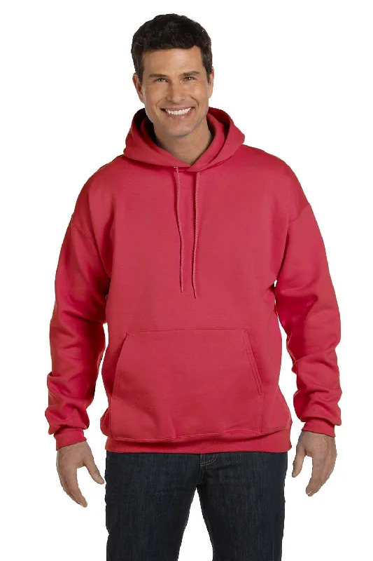 men's fashion hoodies -Hanes Mens Ultimate Cotton PrintPro XP Pill Resistant Hooded Sweatshirt Hoodie w/ Pouch Pocket - Deep Red