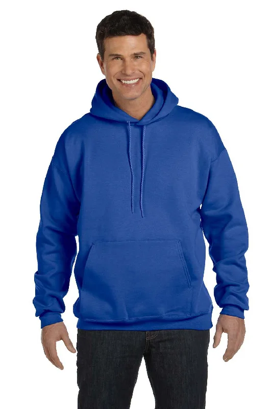 plain hoodies for men -Hanes Mens Ultimate Cotton PrintPro XP Pill Resistant Hooded Sweatshirt Hoodie w/ Pouch Pocket - Deep Royal Blue