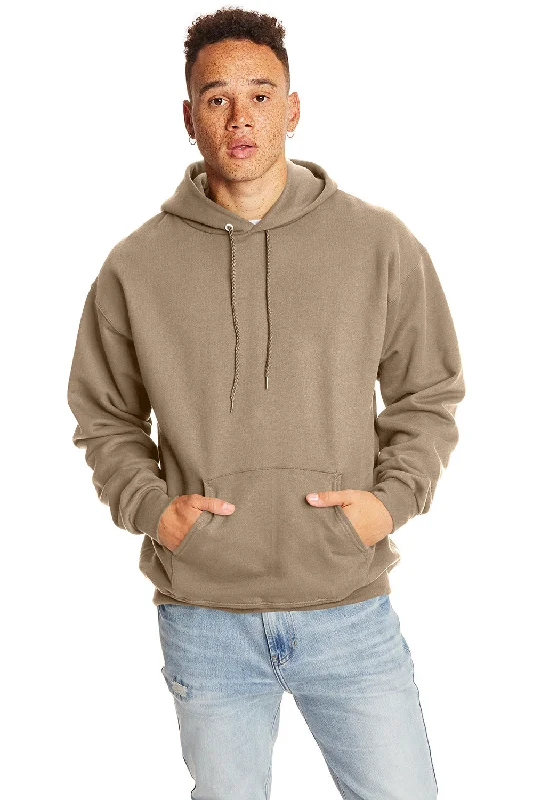 stylish sweatshirts for men -Hanes Mens Ultimate Cotton PrintPro XP Pill Resistant Hooded Sweatshirt Hoodie w/ Pouch Pocket - Pebble