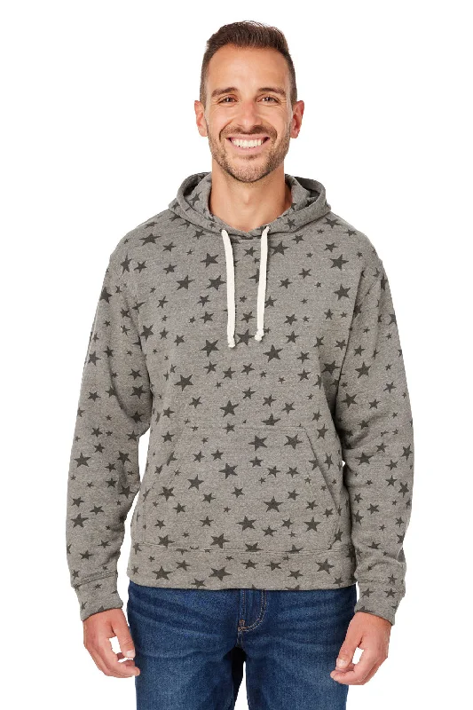 hoodie sweatshirts for men -J America Mens Fleece Hooded Sweatshirt Hoodie w/ Pouch Pocket - Smoke Grey Stars