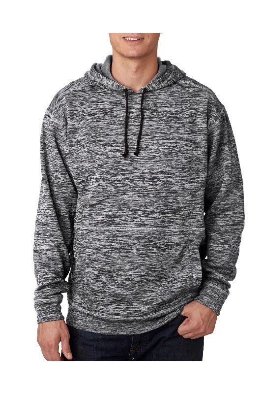 workout sweatshirts for men -J America Mens Cosmic Fleece Hooded Sweatshirt Hoodie w/ Pockets - Charcoal Grey Fleck