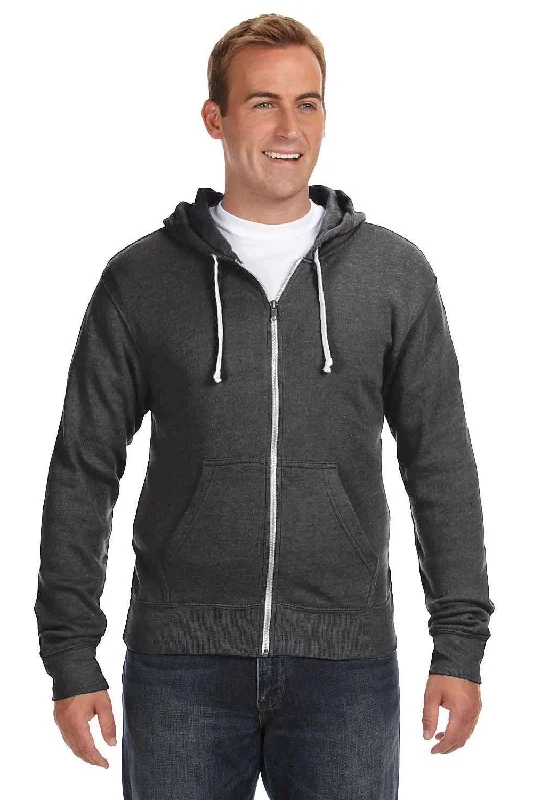 eco-friendly sweatshirts for men -J America Mens Fleece Full Zip Hooded Sweatshirt Hoodie w/ Pockets - Black