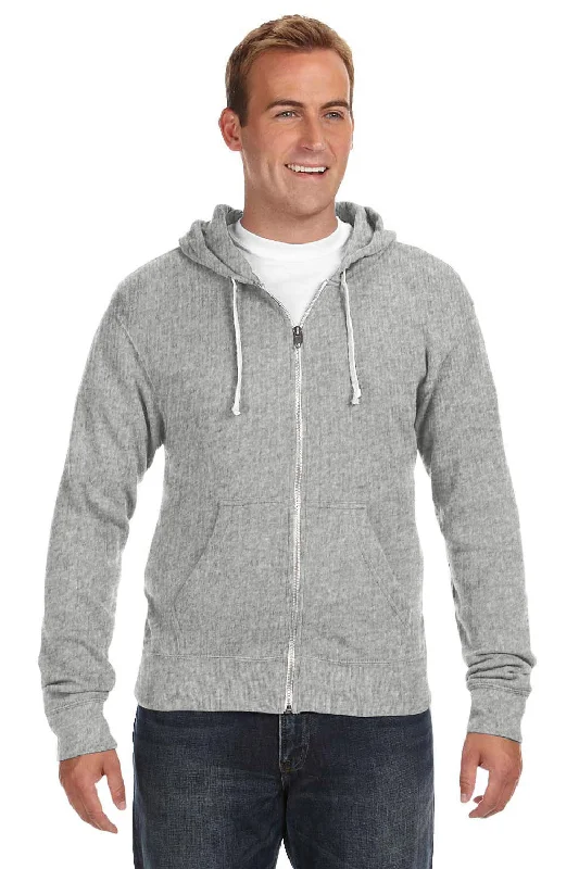 basic hoodies for men -J America Mens Fleece Full Zip Hooded Sweatshirt Hoodie w/ Pockets - Grey