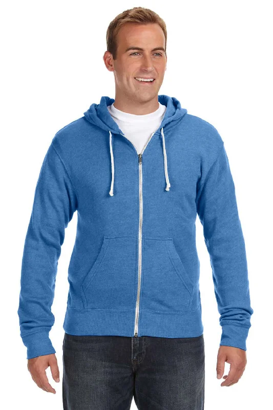 men's sweatshirts for running -J America Mens Fleece Full Zip Hooded Sweatshirt Hoodie w/ Pockets - Royal Blue