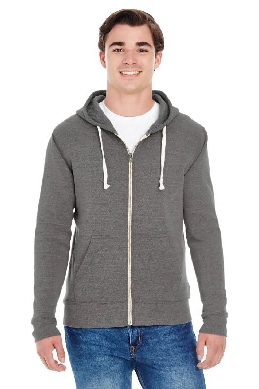 men's trendy hoodies -J America Mens Fleece Full Zip Hooded Sweatshirt Hoodie w/ Pockets - Smoke Grey