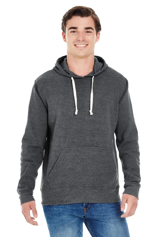 comfortable workout hoodies -J America Mens Fleece Hooded Sweatshirt Hoodie w/ Pouch Pocket - Black